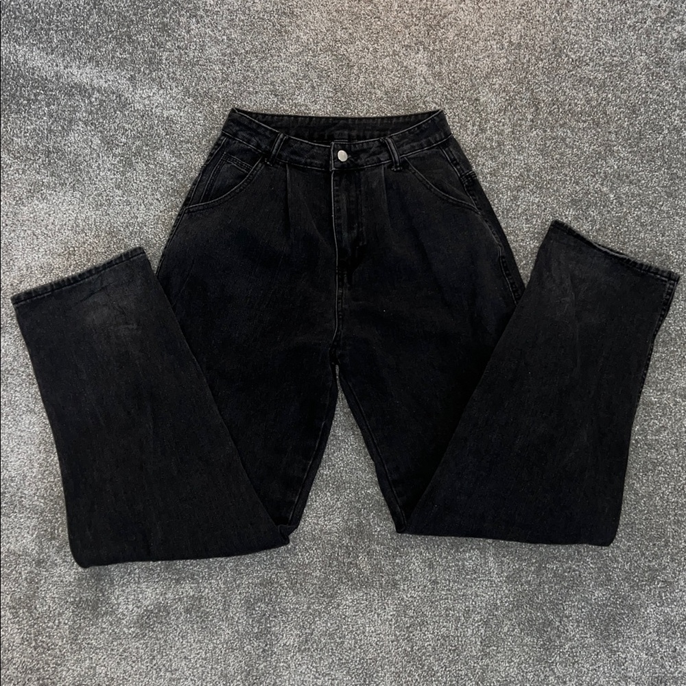 Unisex Black Cargo Wake Jeans Pants with Red Logo Patches - Picture 3 of 5